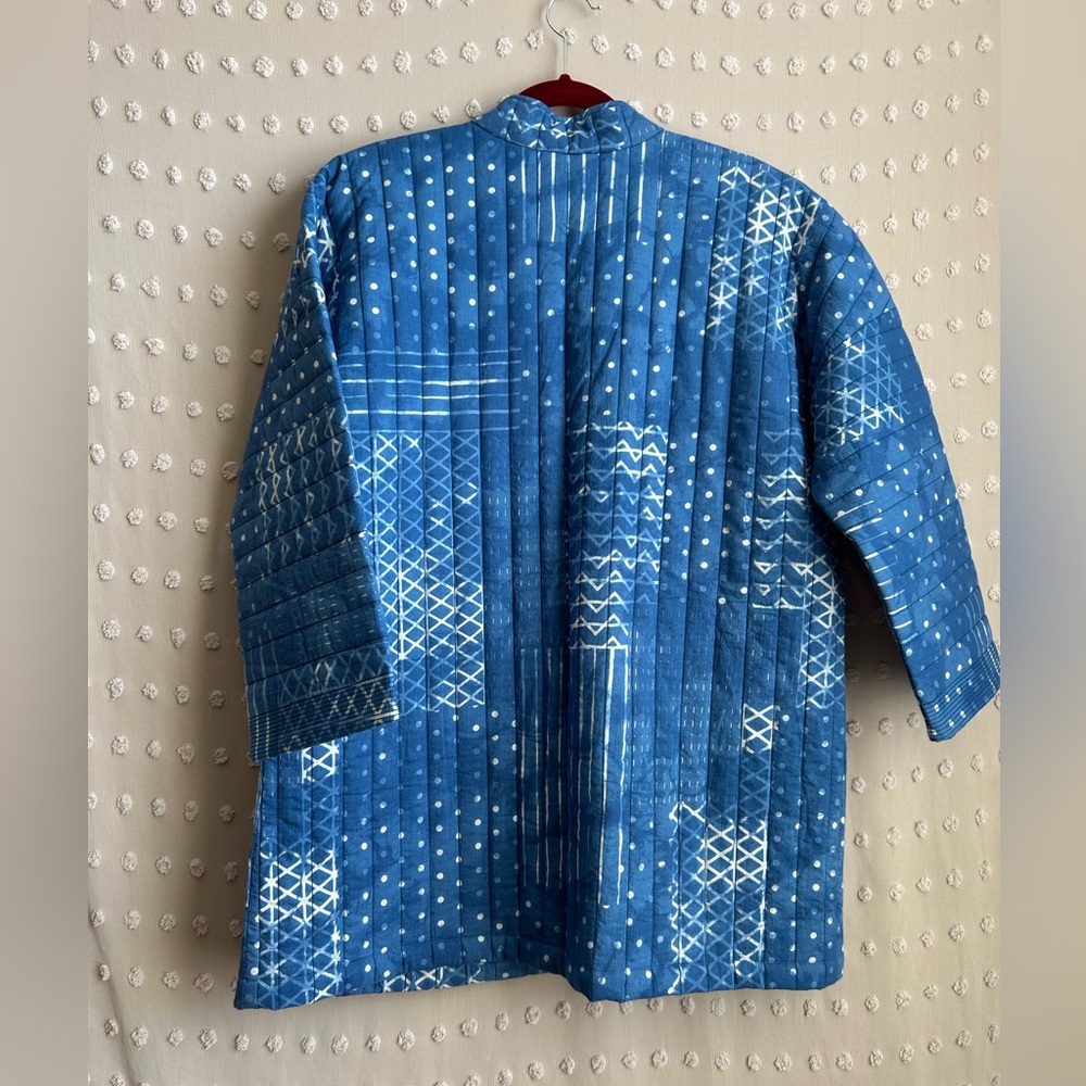J. Jill Pure Jill Quilted Kimono Long Sleeve Jacket Indigo Sz L - Picture 2 of 4